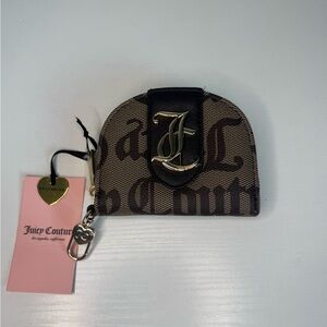 Juicy Couture Overstated Juicy Half Moon Mirror Card Case Brown Wallet
